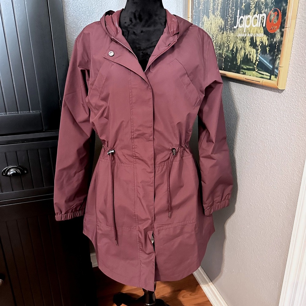 Natural‎ Reflections Hooded Rain Jacket Burgundy Wine Small Waterproof Coat